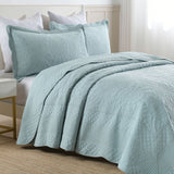 MarCielo 3Pcs 100% Cotton Oversized Quilt Bedspread Coverlet Set TF