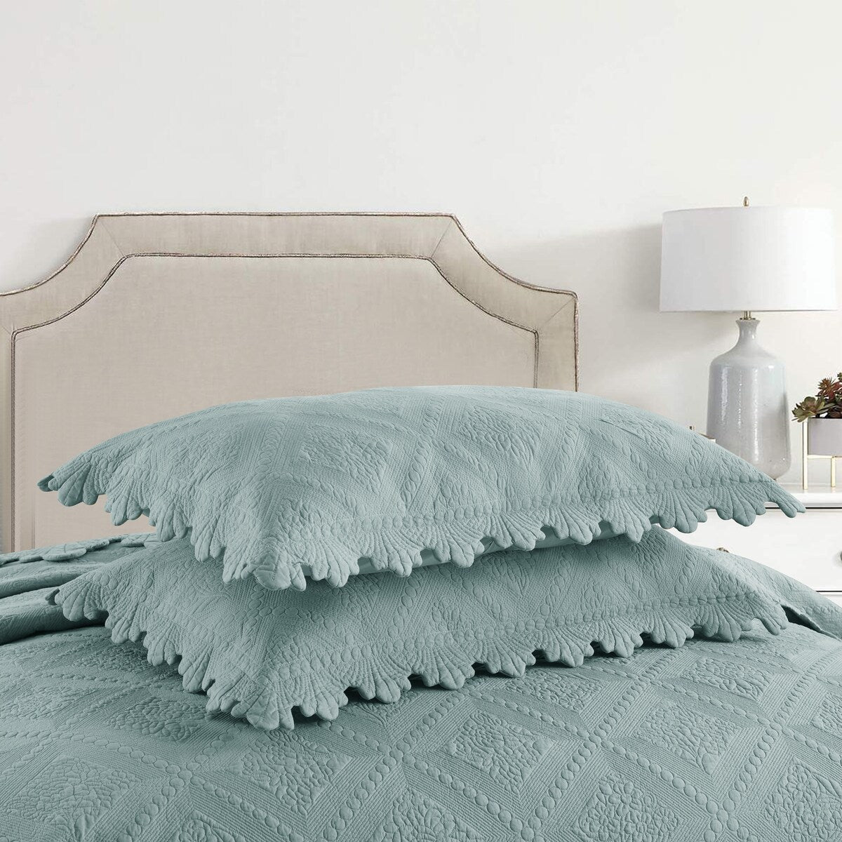 MarCielo 3Pcs 100% Cotton Oversized Quilt Bedspread Coverlet Set TK