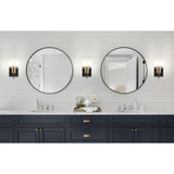 Marais Iron/Glass Rustic Vintage LED Vanity Light, Black/Brass Gold by JONATHAN Y