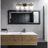 Marais Iron/Glass Rustic Vintage LED Vanity Light, Black/Brass Gold by JONATHAN Y
