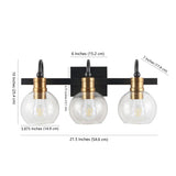 Marais Iron/Glass Rustic Vintage LED Vanity Light, Black/Brass Gold by JONATHAN Y