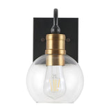 Marais Iron/Glass Rustic Vintage LED Vanity Light, Black/Brass Gold by JONATHAN Y