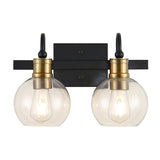 Marais Iron/Glass Rustic Vintage LED Vanity Light, Black/Brass Gold by JONATHAN Y