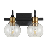 Marais Iron/Glass Rustic Vintage LED Vanity Light, Black/Brass Gold by JONATHAN Y