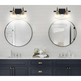 Marais Iron/Glass Rustic Vintage LED Vanity Light, Black/Brass Gold by JONATHAN Y