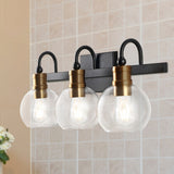 Marais Iron/Glass Rustic Vintage LED Vanity Light, Black/Brass Gold by JONATHAN Y