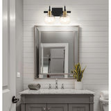 Marais Iron/Glass Rustic Vintage LED Vanity Light, Black/Brass Gold by JONATHAN Y