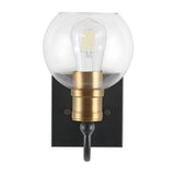 Marais Iron/Glass Rustic Vintage LED Vanity Light, Black/Brass Gold by JONATHAN Y