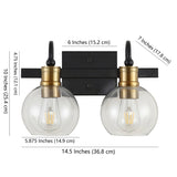 Marais Iron/Glass Rustic Vintage LED Vanity Light, Black/Brass Gold by JONATHAN Y
