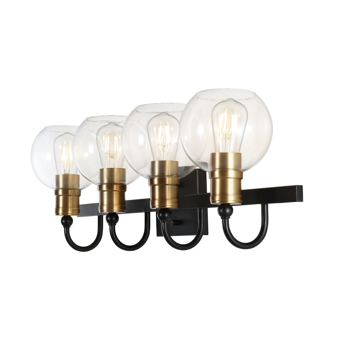 Marais Iron/Glass Rustic Vintage LED Vanity Light, Black/Brass Gold by JONATHAN Y