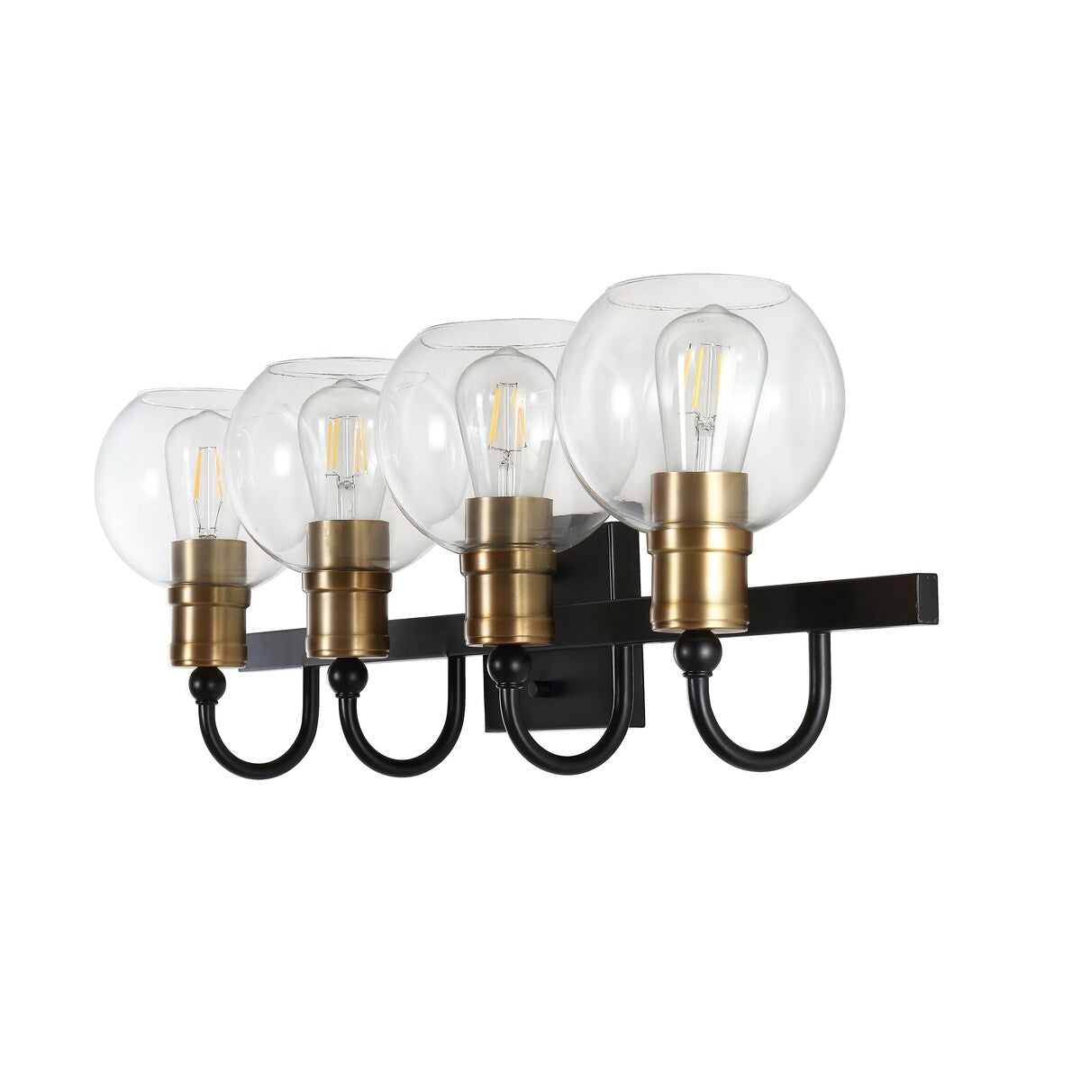 Marais Iron/Glass Rustic Vintage LED Vanity Light, Black/Brass Gold by JONATHAN Y