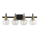 Marais Iron/Glass Rustic Vintage LED Vanity Light, Black/Brass Gold by JONATHAN Y