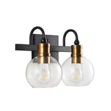 Marais Iron/Glass Rustic Vintage LED Vanity Light, Black/Brass Gold by JONATHAN Y