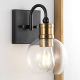 Marais Iron/Glass Rustic Vintage LED Vanity Light, Black/Brass Gold by JONATHAN Y
