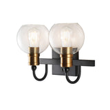 Marais Iron/Glass Rustic Vintage LED Vanity Light, Black/Brass Gold by JONATHAN Y