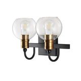 Marais Iron/Glass Rustic Vintage LED Vanity Light, Black/Brass Gold by JONATHAN Y