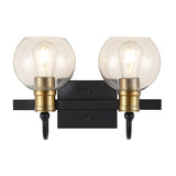 Marais Iron/Glass Rustic Vintage LED Vanity Light, Black/Brass Gold by JONATHAN Y