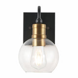 Marais Iron/Glass Rustic Vintage LED Vanity Light, Black/Brass Gold by JONATHAN Y