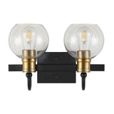 Marais Iron/Glass Rustic Vintage LED Vanity Light, Black/Brass Gold by JONATHAN Y