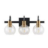 Marais Iron/Glass Rustic Vintage LED Vanity Light, Black/Brass Gold by JONATHAN Y