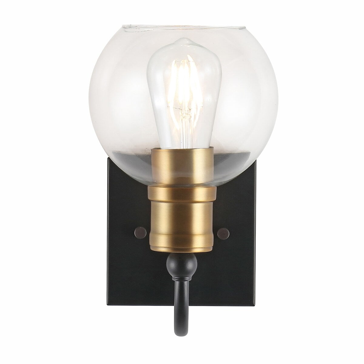 Marais Iron/Glass Rustic Vintage LED Vanity Light, Black/Brass Gold by JONATHAN Y