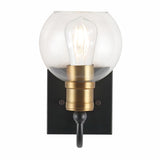 Marais Iron/Glass Rustic Vintage LED Vanity Light, Black/Brass Gold by JONATHAN Y