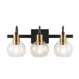 Marais Iron/Glass Rustic Vintage LED Vanity Light, Black/Brass Gold by JONATHAN Y