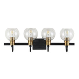 Marais Iron/Glass Rustic Vintage LED Vanity Light, Black/Brass Gold by JONATHAN Y