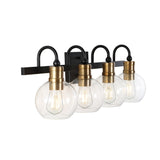 Marais Iron/Glass Rustic Vintage LED Vanity Light, Black/Brass Gold by JONATHAN Y