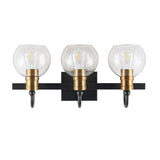 Marais Iron/Glass Rustic Vintage LED Vanity Light, Black/Brass Gold by JONATHAN Y