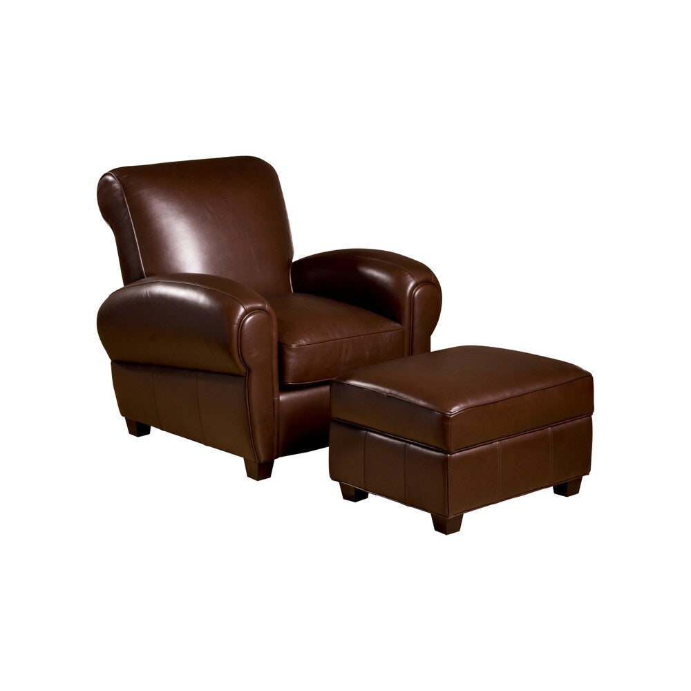 Marbella Leather Storage Ottoman in Coffee