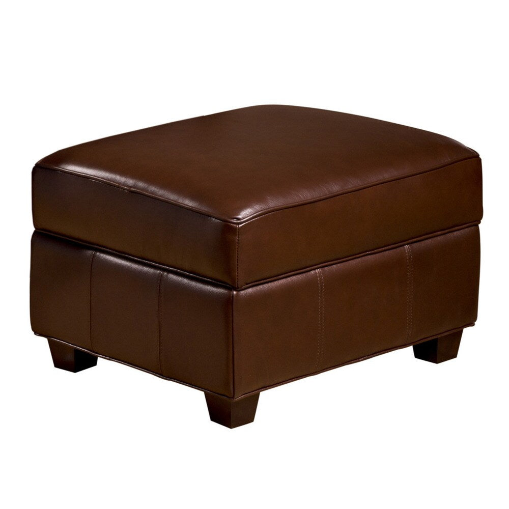 Marbella Leather Storage Ottoman in Coffee
