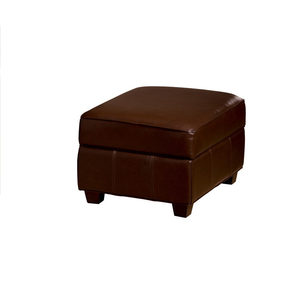 Marbella Leather Storage Ottoman in Coffee