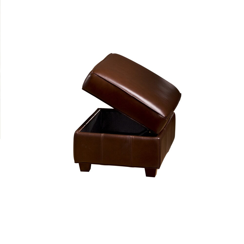 Marbella Leather Storage Ottoman in Coffee