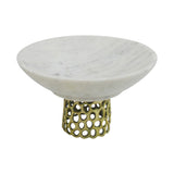 Marble 14" Bowl with Metal Stand, Gold 8"H - 14.0" x 14.0" x 8.0"