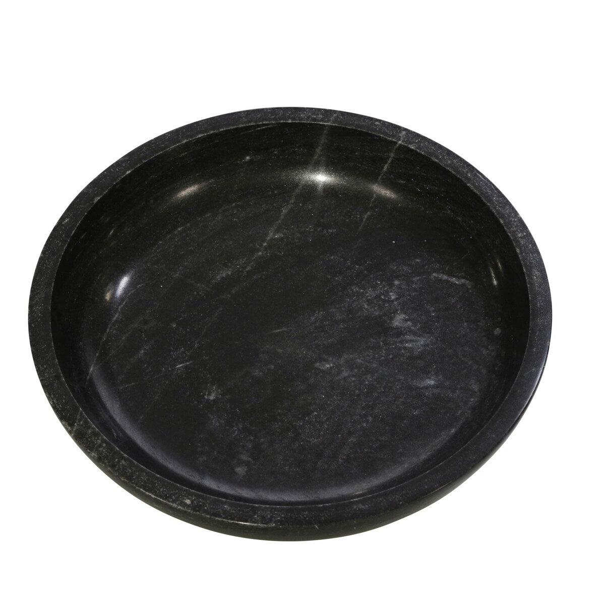 Marble 17" Bowl with Metal Base, Gray 5.5"H - 16.5" x 16.5" x 5.5"