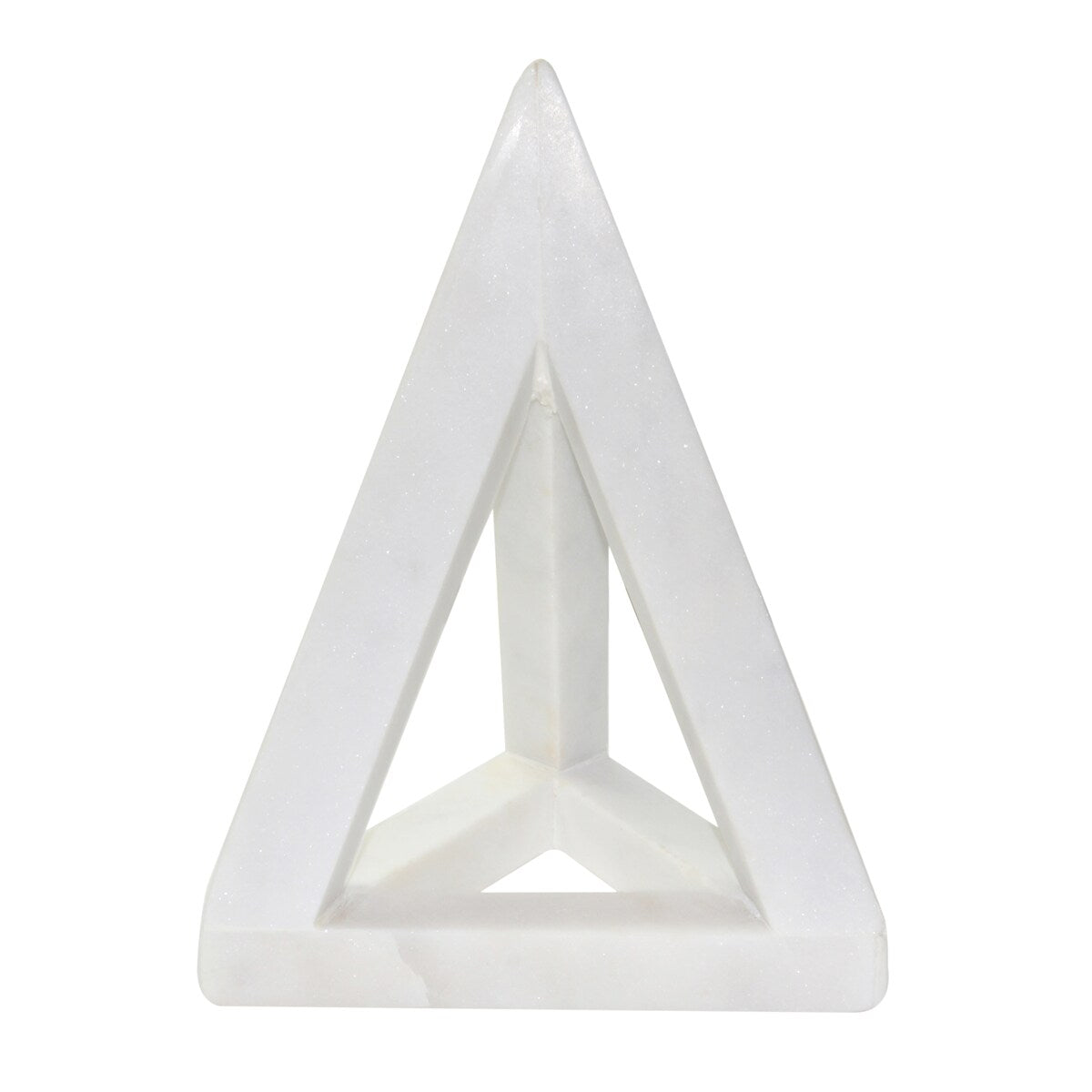 Marble 9" Triangle Table Accent, White 9.0"H - 6.0" x 6.0" x 9.0"