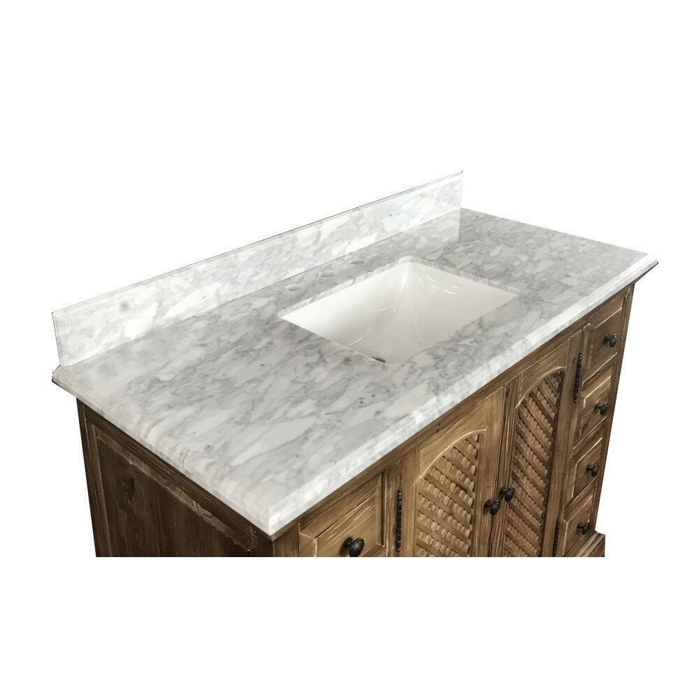 Infurniture Marble Top 48-inch Square Single-sink Bathroom Vanity