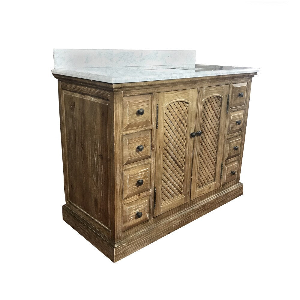 Infurniture Marble Top 48-inch Square Single-sink Bathroom Vanity