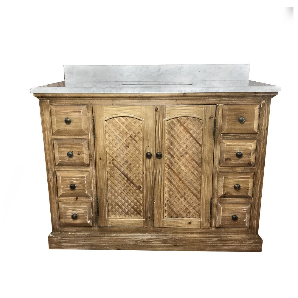 Infurniture Marble Top 48-inch Square Single-sink Bathroom Vanity