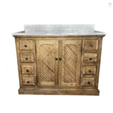 Infurniture Marble Top 48-inch Square Single-sink Bathroom Vanity