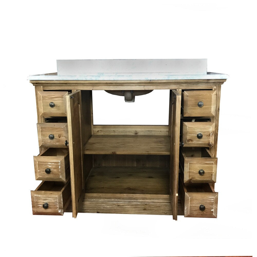 Infurniture Marble Top 48-inch Square Single-sink Bathroom Vanity