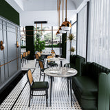 Marble Top Round Dining Table with Metal Legs for Dining Room Kitchen