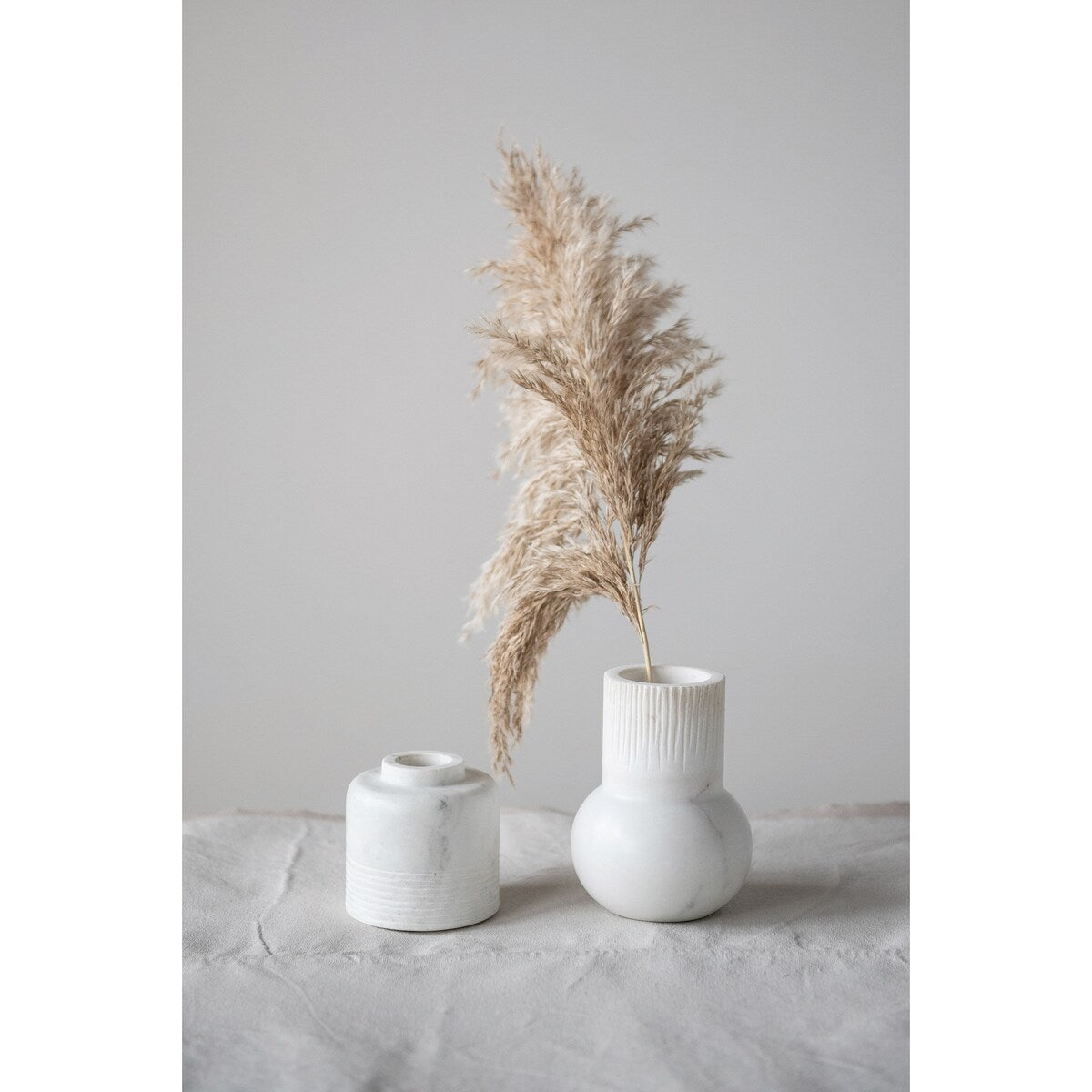 Marble Vase with Carved Pattern