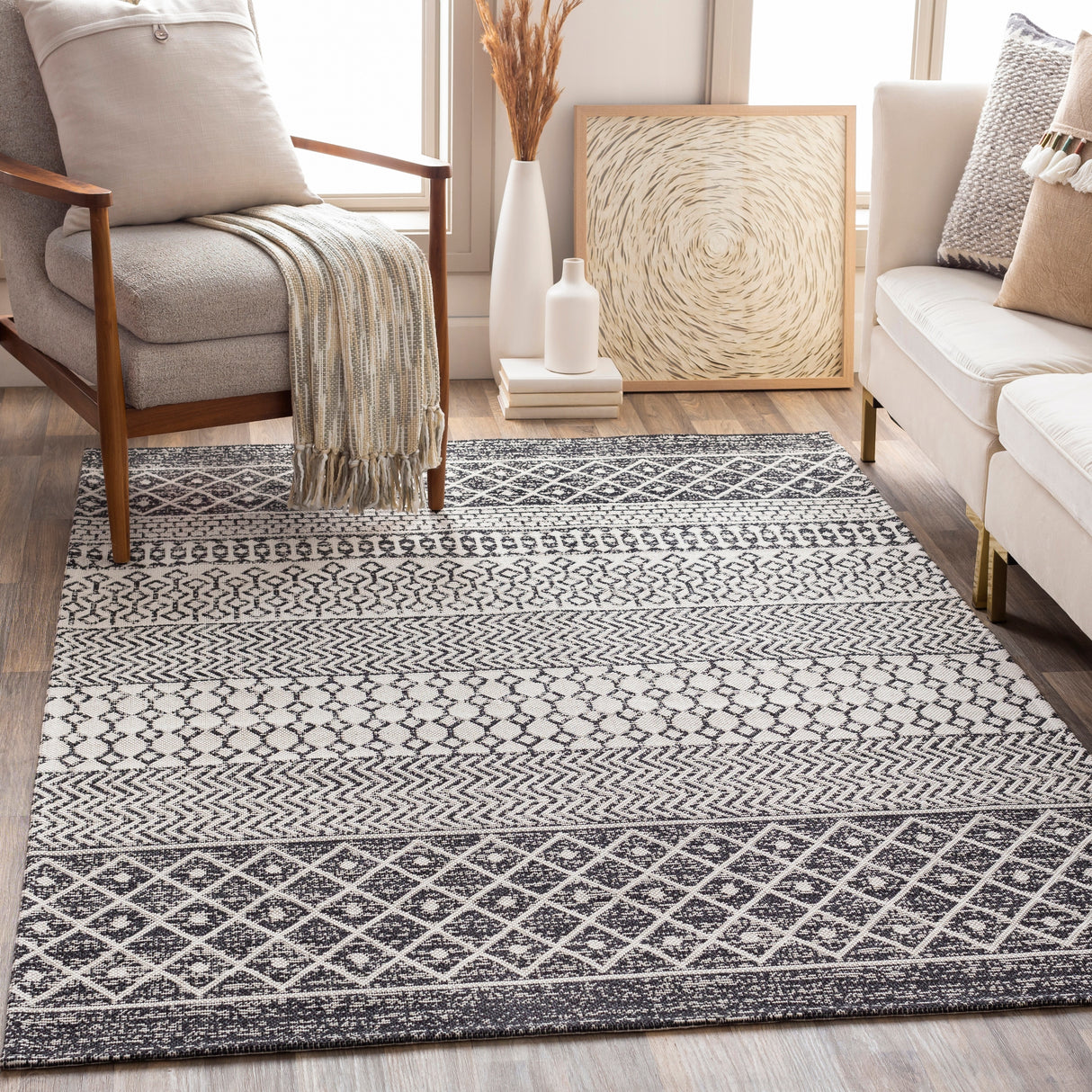 Livabliss Marbrey Moroccan Stripe Cotton Area Rug