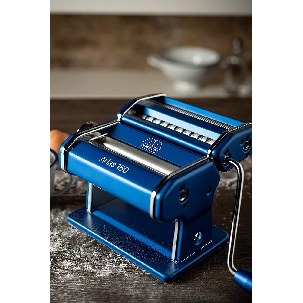 Marcato Atlas Hand Crank Pasta Machine Blue w/ Pasta Cutter