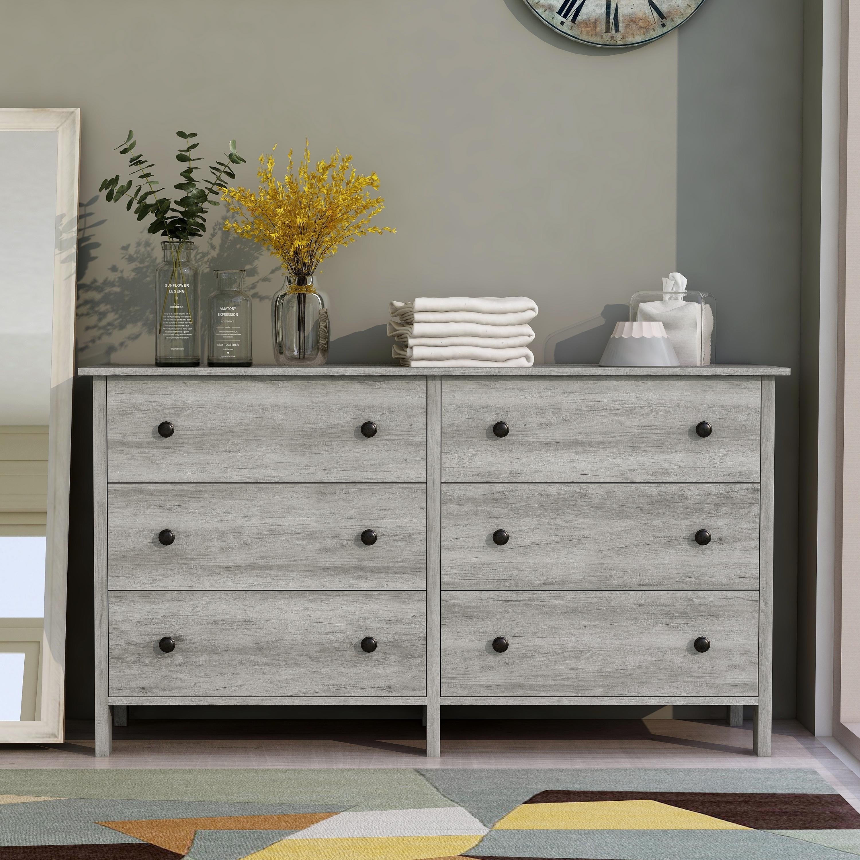 Marcello Contemporary 56 inch Wide Dresser with 3 or 6 Drawers by Furniture of America