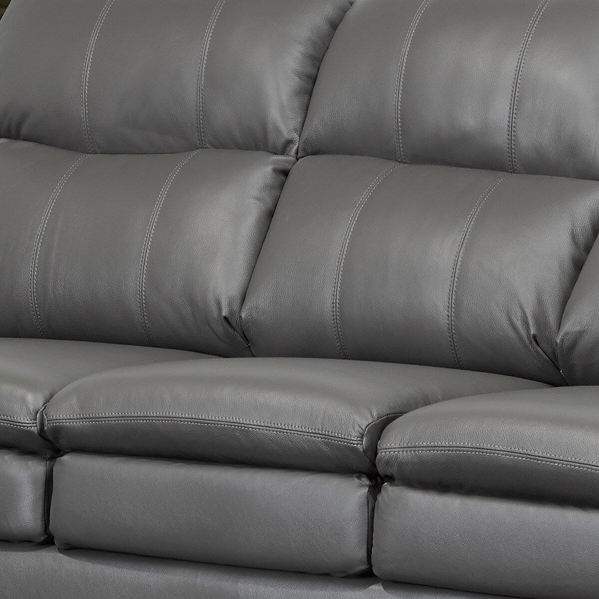 Marcus Premium Grey Top Grain Leather Sofa and Chair Set