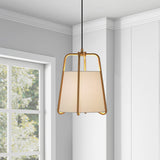 Marduk Contemporary Antique Pendant with White Linen Shade
