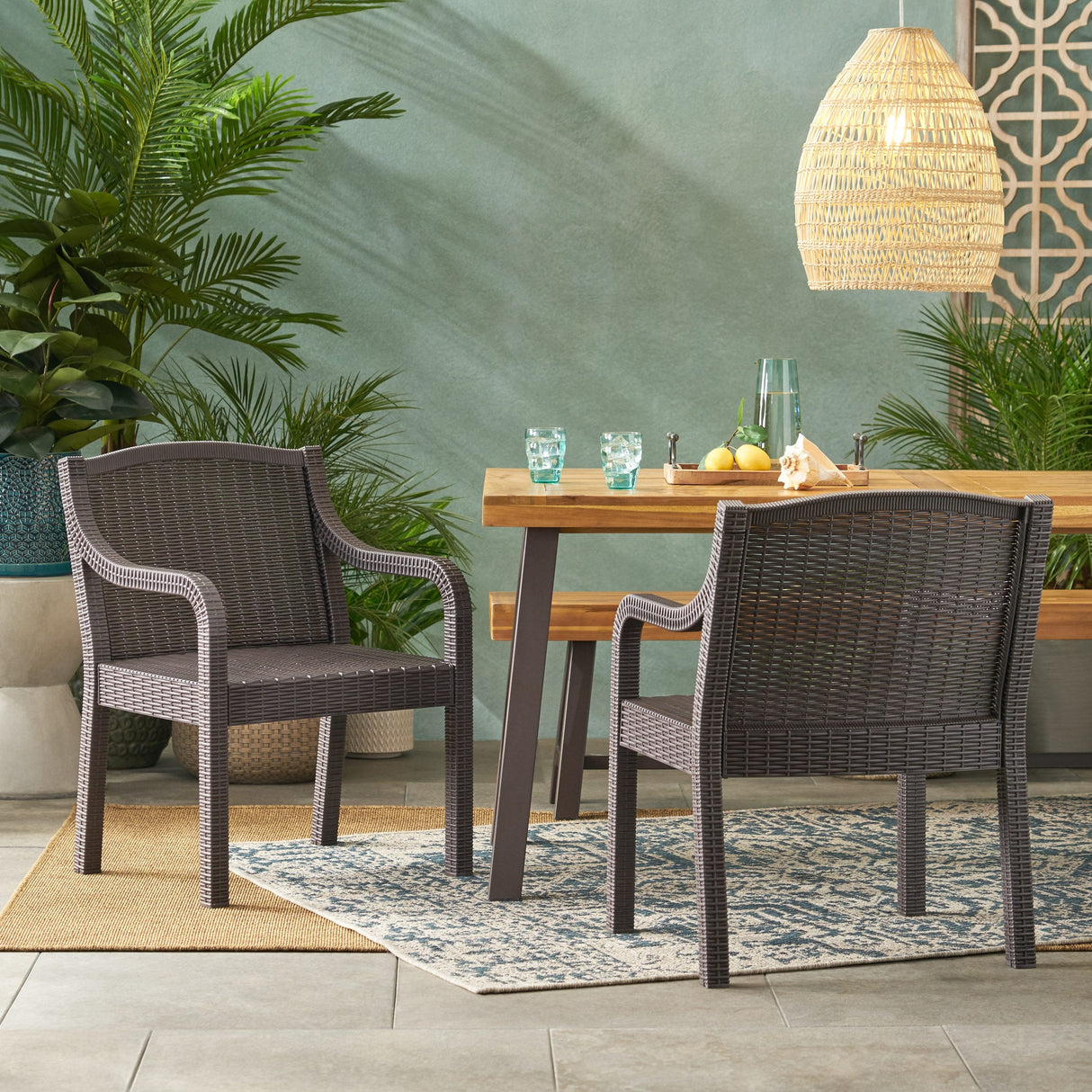 Marengo Outdoor Faux Wicker Outdoor Dining Chairs by Christopher Knight Home